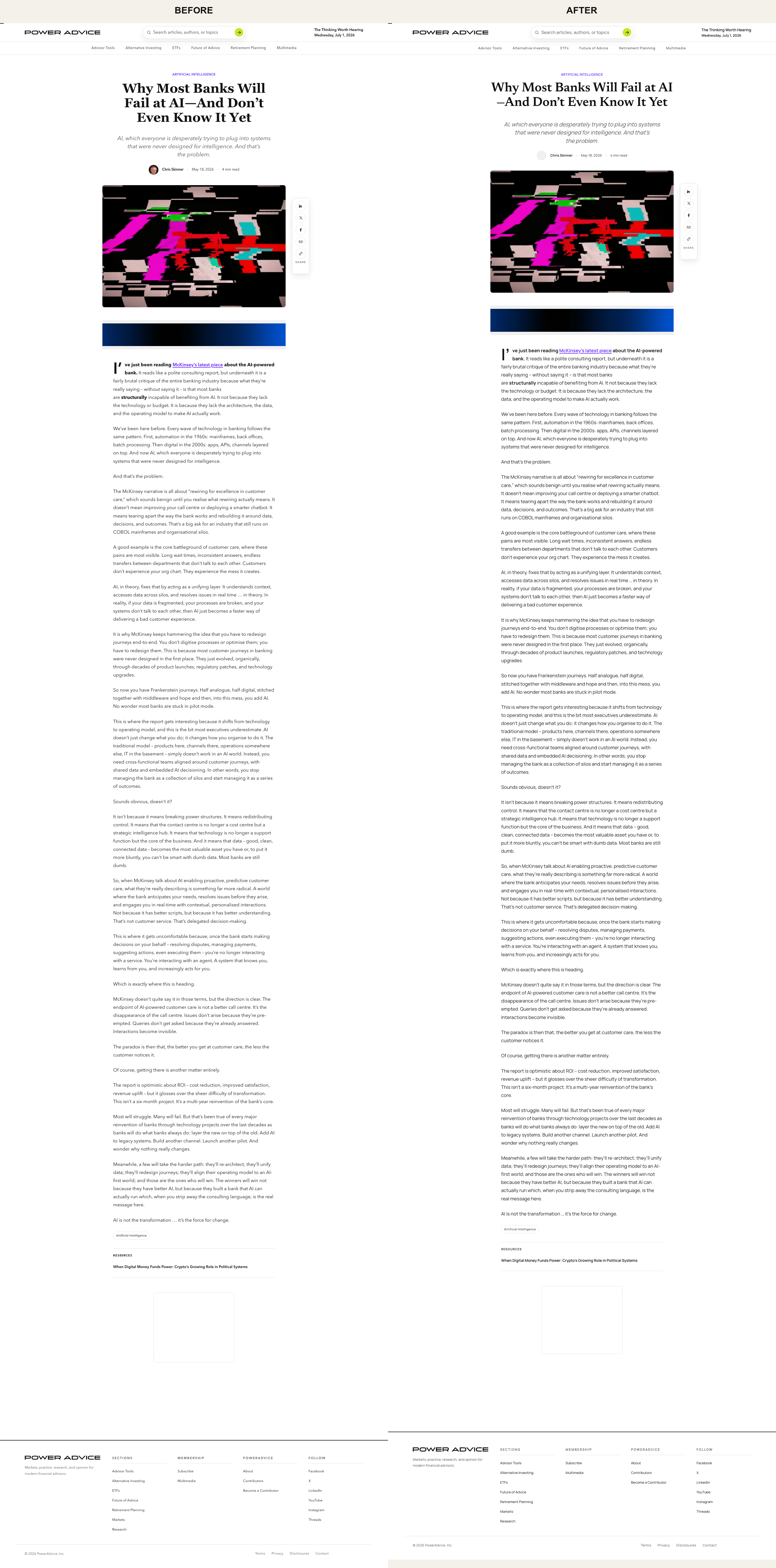 Article Desktop before and after side by side