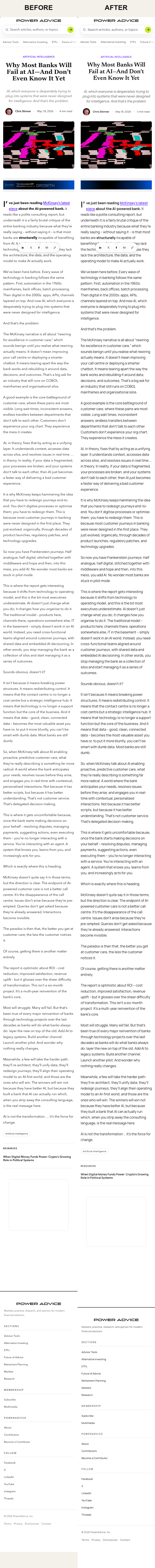Article Mobile before and after side by side