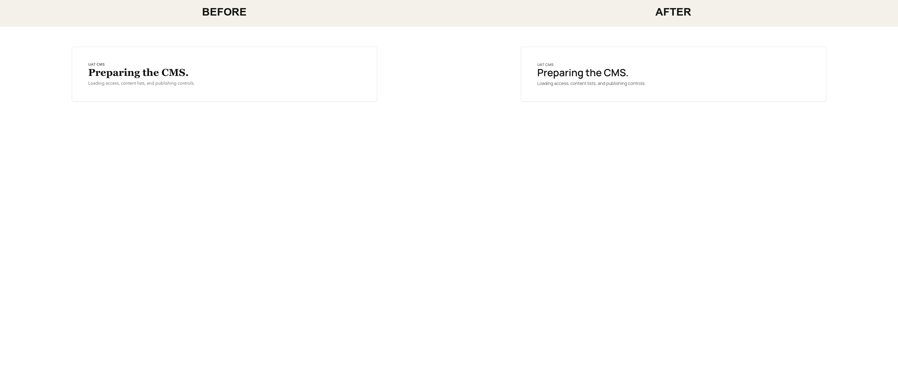 Cms Desktop before and after side by side