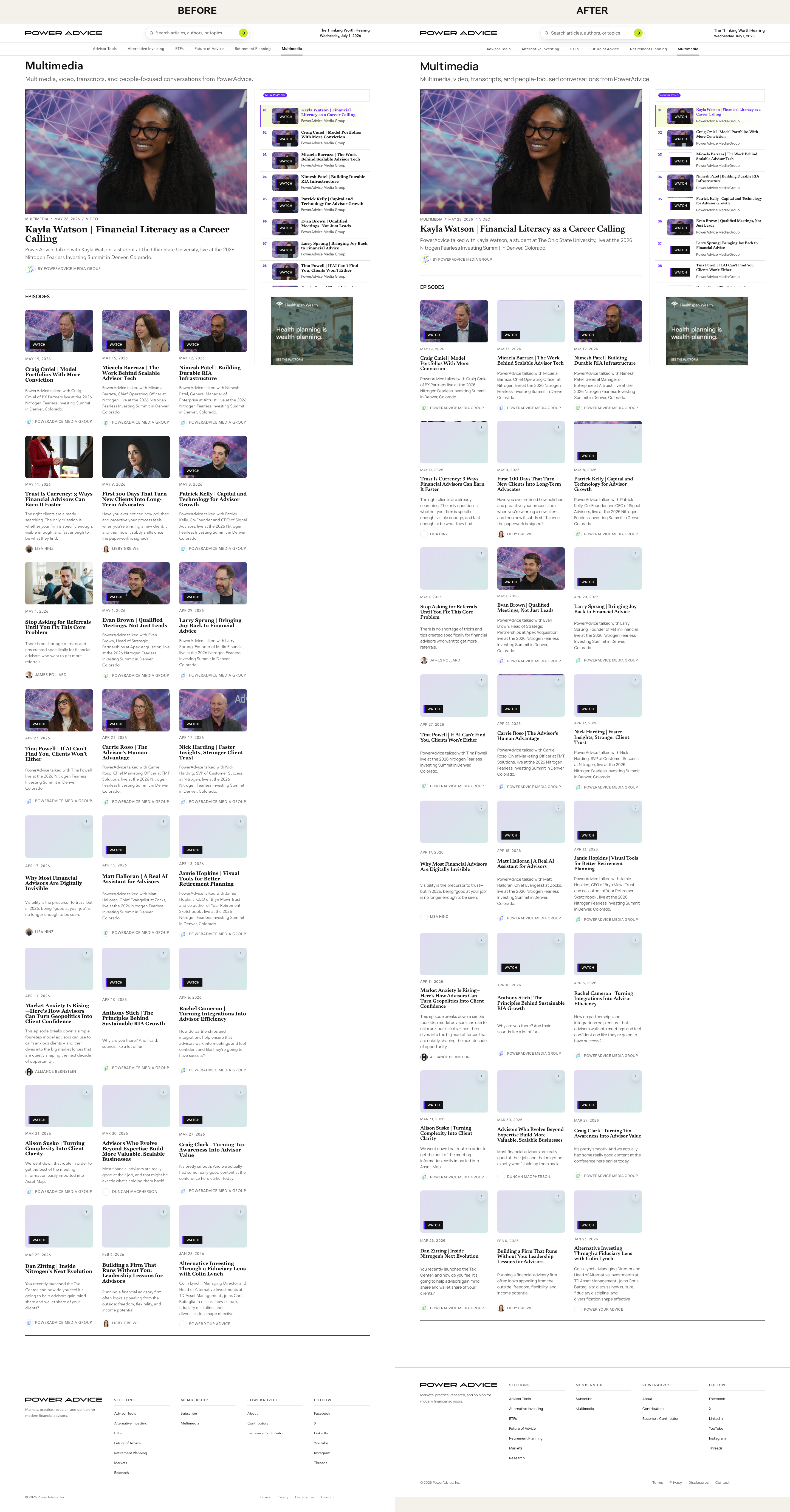 Multimedia Desktop before and after side by side