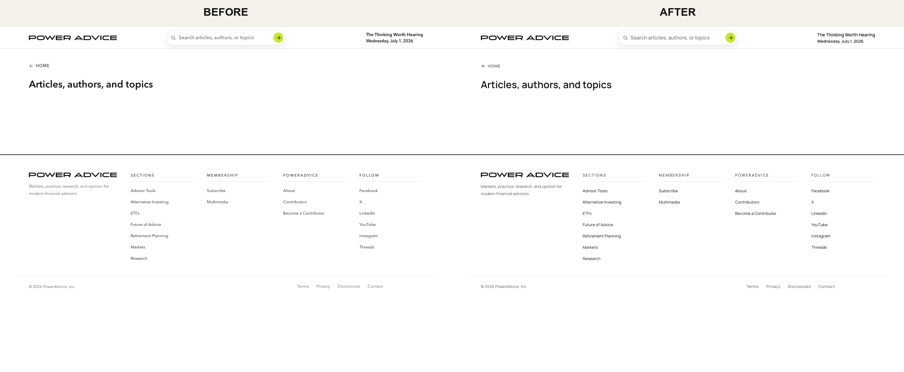 Search Desktop before and after side by side